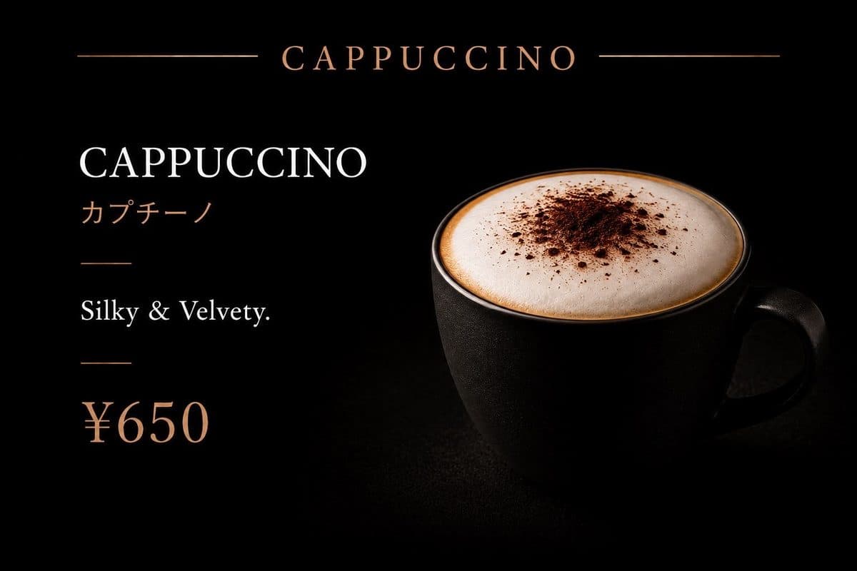 Cappuccino カプチーノ ¥650。Silky & Velvety.