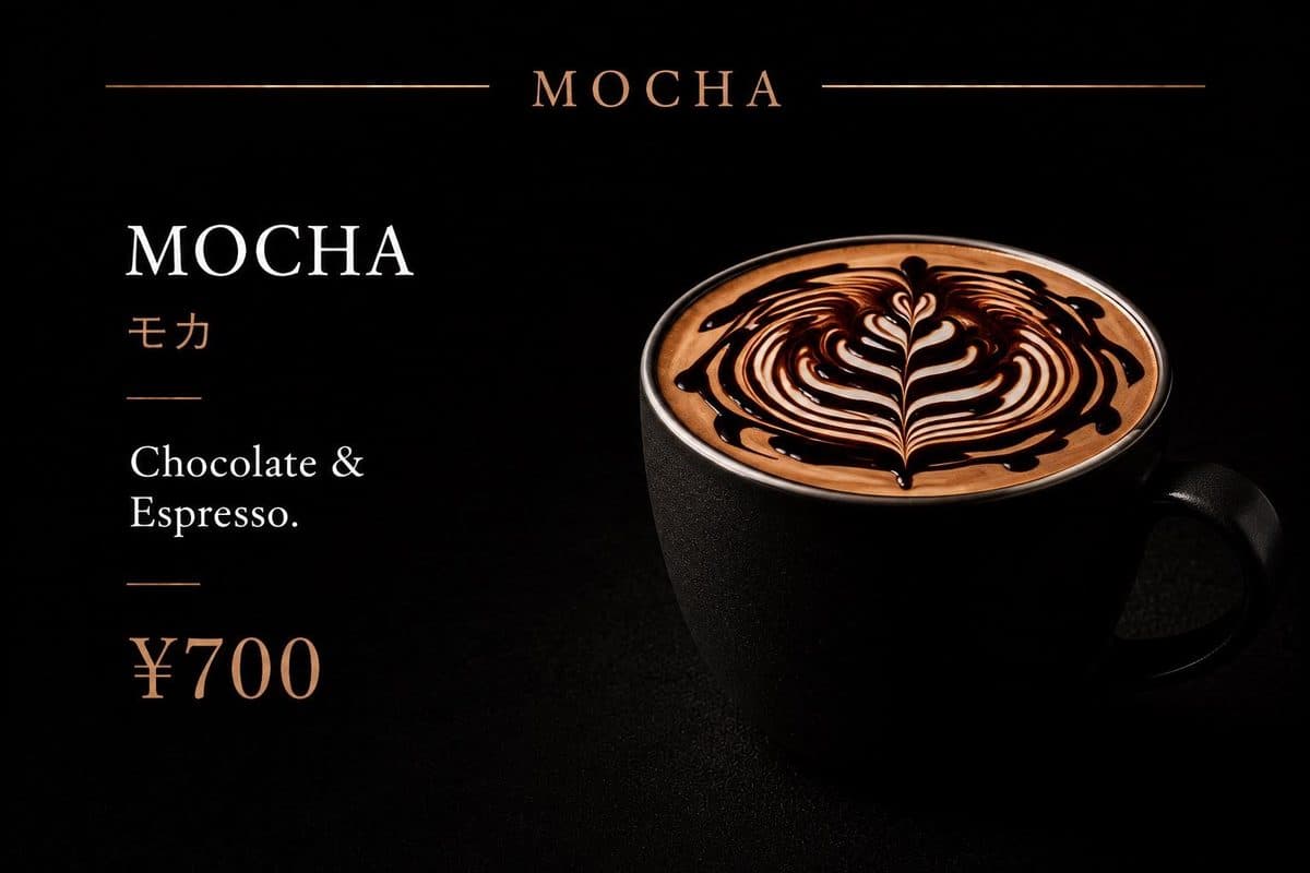 Mocha モカ ¥700。Chocolate & Espresso.